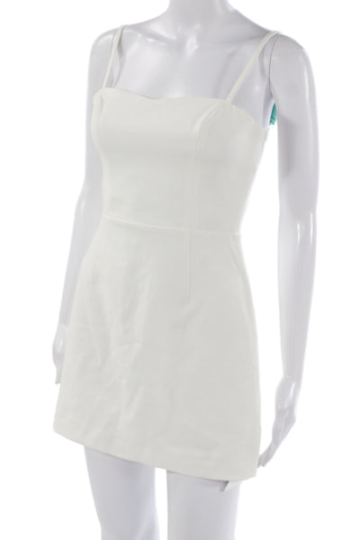 French Connection Womens Mini Sundress White Square Neck Tie Waist Size 2