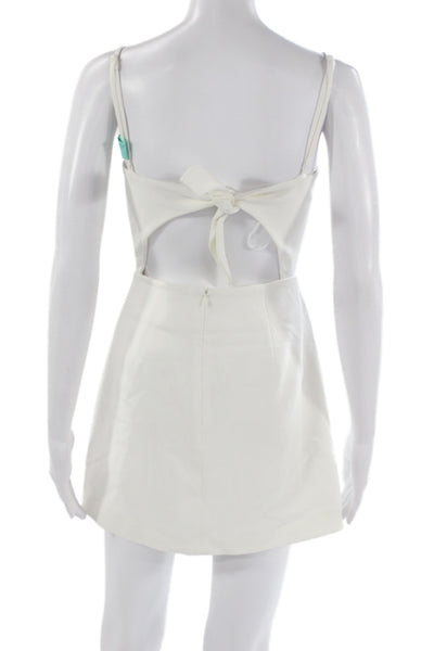 French Connection Womens Mini Sundress White Square Neck Tie Waist Size 2