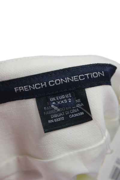 French Connection Womens Mini Sundress White Square Neck Tie Waist Size 2