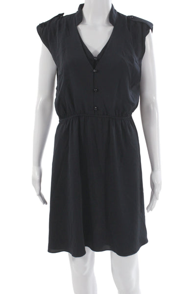 Alice + Olivia Women Shirt Dress Black V-Neck Sleeveless Knee Length Size M