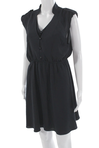 Alice + Olivia Women Shirt Dress Black V-Neck Sleeveless Knee Length Size M