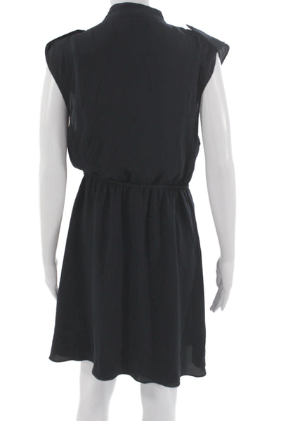Alice + Olivia Women Shirt Dress Black V-Neck Sleeveless Knee Length Size M