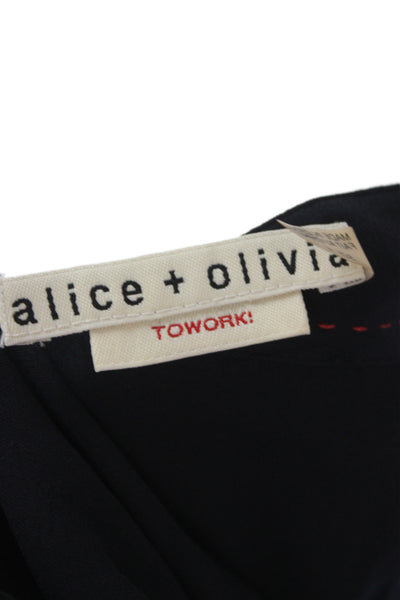 Alice + Olivia Women Shirt Dress Black V-Neck Sleeveless Knee Length Size M