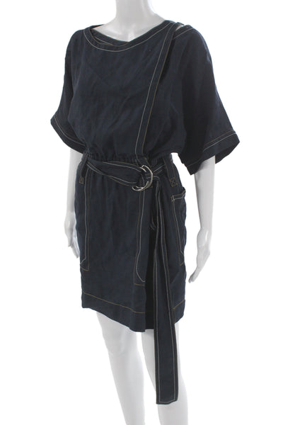 Derek Lam 10 Crosby Women Shirt Dress Dark Blue Short Sleeve Knee Length Size 6