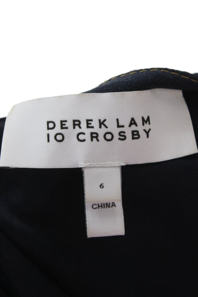 Derek Lam 10 Crosby Women Shirt Dress Dark Blue Short Sleeve Knee Length Size 6