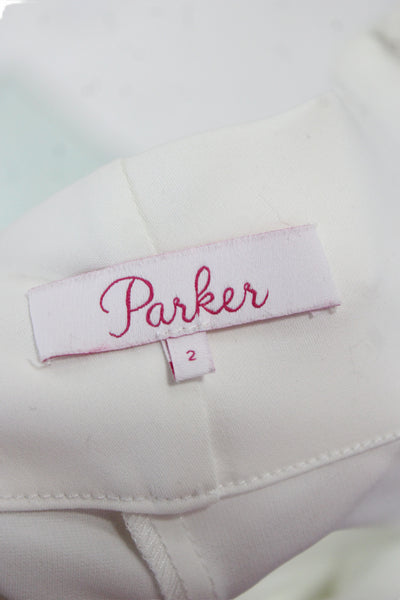 Parker Womens Dress Pants White Lamb Leather Hook & Eye Size 2
