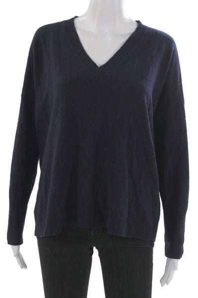 J Crew Unisex Dark Blue 100% Cashmere V-Neck Pullover Sweater Size S