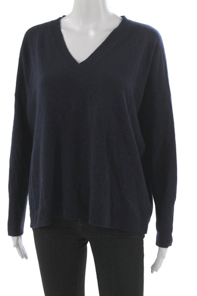 J Crew Unisex Dark Blue 100% Cashmere V-Neck Pullover Sweater Size S