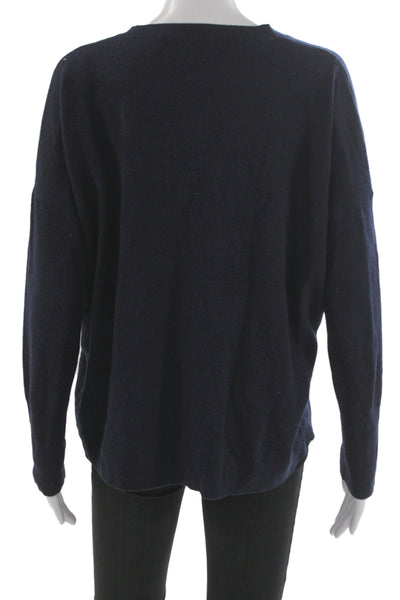 J Crew Unisex Dark Blue 100% Cashmere V-Neck Pullover Sweater Size S