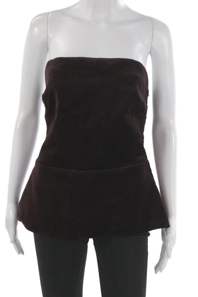 Zara Women Classic Velvet Sleeveless Zip Front Top Brown Size XL
