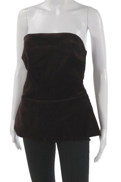 Zara Women Classic Velvet Sleeveless Zip Front Top Brown Size XL