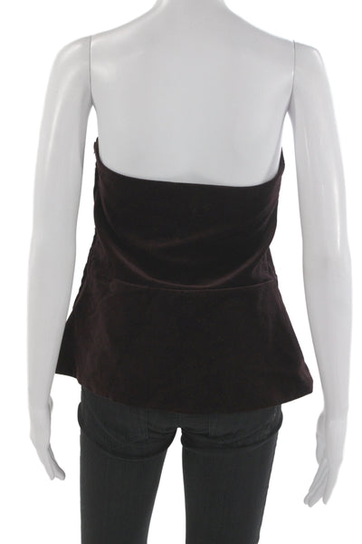 Zara Women Classic Velvet Sleeveless Zip Front Top Brown Size XL