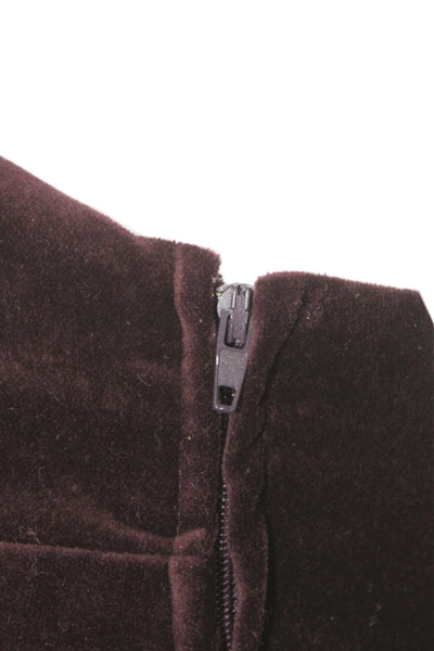 Zara Women Classic Velvet Sleeveless Zip Front Top Brown Size XL