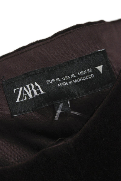 Zara Women Classic Velvet Sleeveless Zip Front Top Brown Size XL
