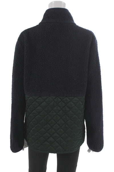 Tory Sport Womens Quilted Jacket Dark Blue High Neck Zip Long Sleeve Size M