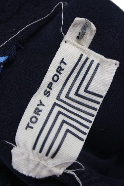 Tory Sport Womens Quilted Jacket Dark Blue High Neck Zip Long Sleeve Size M