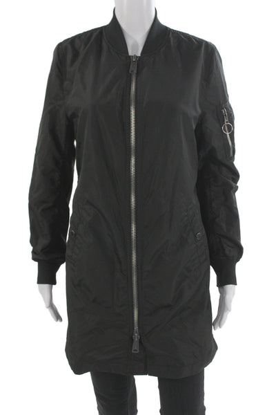 Alpha Industries Inc Womens Black Bomber Military Jacket Nylon Size S