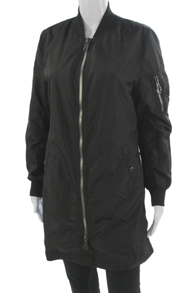 Alpha Industries Inc Womens Black Bomber Military Jacket Nylon Size S