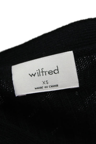 Wilfred Women Black Striped V-Neck Button Cardigan Merino Cotton Size XS