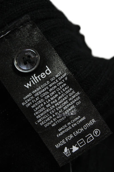 Wilfred Women Black Striped V-Neck Button Cardigan Merino Cotton Size XS