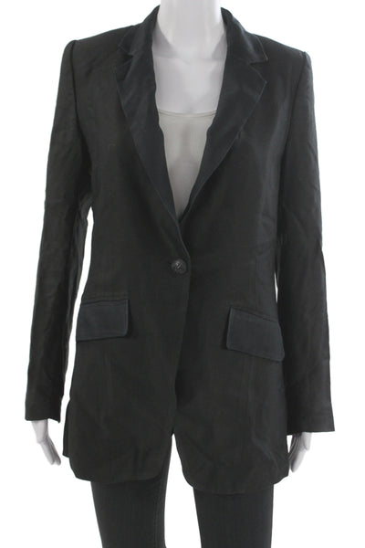 Laveer Unisex Black Collared Button Blazer Long Sleeve Rayon Viscose Size 4