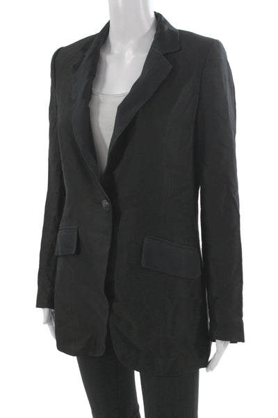 Laveer Unisex Black Collared Button Blazer Long Sleeve Rayon Viscose Size 4