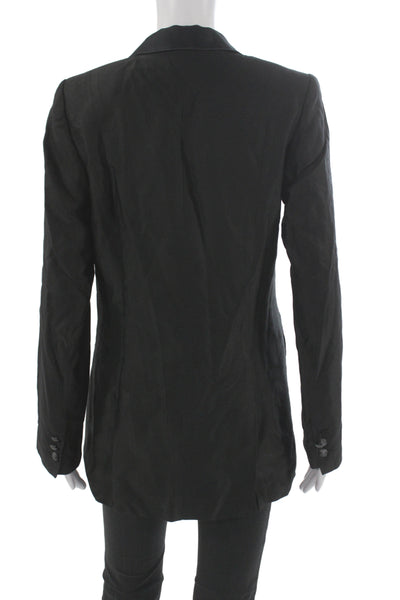 Laveer Unisex Black Collared Button Blazer Long Sleeve Rayon Viscose Size 4