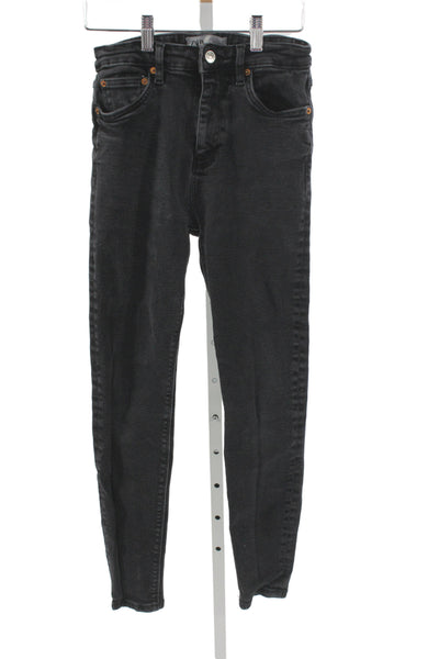Zara Women Ankle Skinny Jeans Dark Gray High Rise Size 6