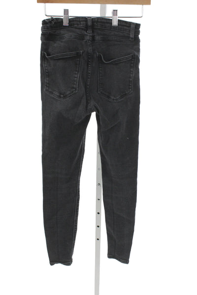 Zara Women Ankle Skinny Jeans Dark Gray High Rise Size 6