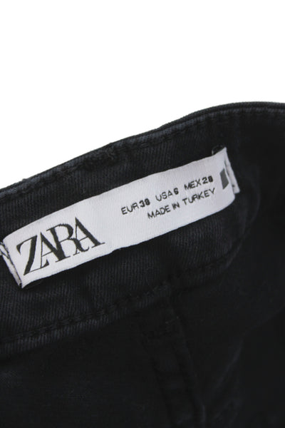 Zara Women Skinny Black High Rise Jeans Cotton Elastane Size 6