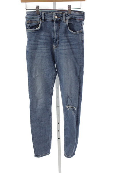 Zara Woman Women Skinny Ankle Jeans Blue High Rise Cotton Blend Size 6