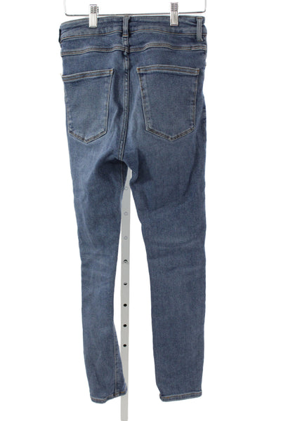 Zara Woman Women Skinny Ankle Jeans Blue High Rise Cotton Blend Size 6