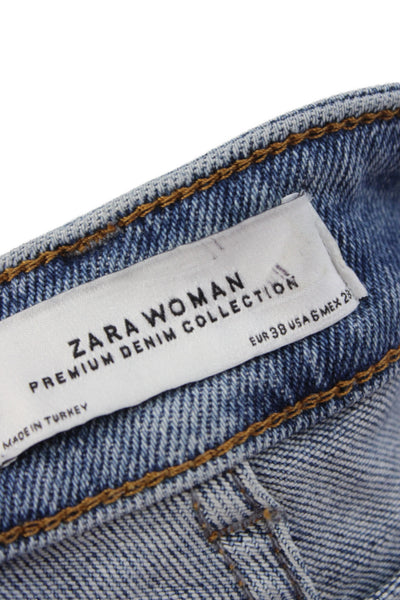 Zara Woman Women Skinny Ankle Jeans Blue High Rise Cotton Blend Size 6