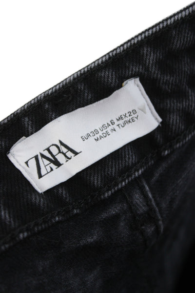 Zara Women Black Mom Tapered Jeans High Rise Size 6
