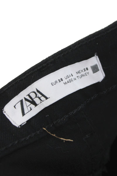 Zara Unisex Black High Rise Cropped Ankle Pants Size 6
