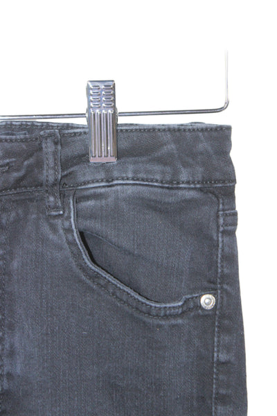 Zara Women Skinny Black High Rise Jeans Cotton Button 24in Inseam Size 6