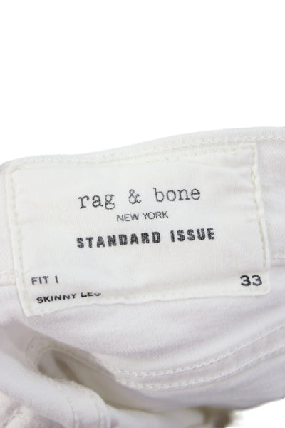Rag & Bone Unisex Skinny White Jeans Button Fly Cotton Size 33