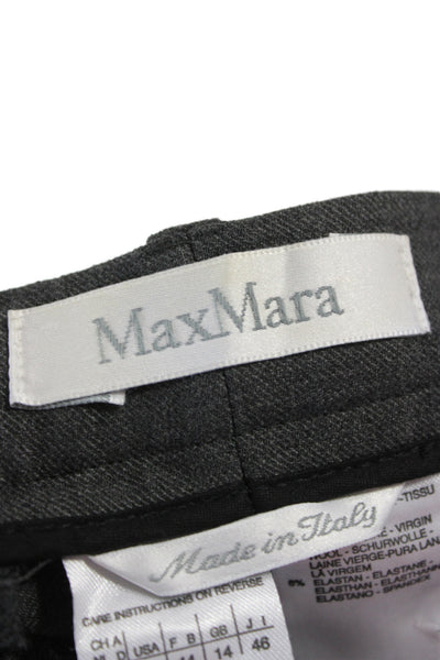 Max Mara Unisex Dark Gray Dress Pants Virgin Wool Button Size 12