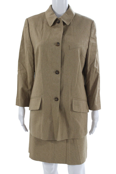 Escada Sport Womens Button Down A Line Skirt Suit Beige Wool Size EUR 40