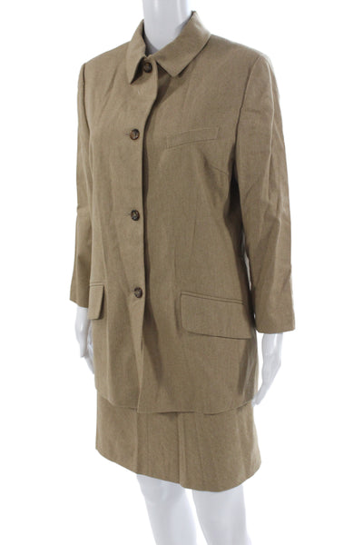 Escada Sport Womens Button Down A Line Skirt Suit Beige Wool Size EUR 40