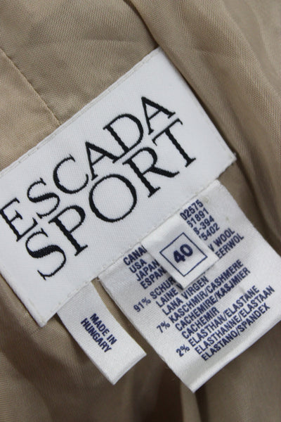 Escada Sport Womens Button Down A Line Skirt Suit Beige Wool Size EUR 40