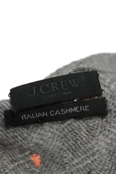 J Crew Collection Unisex Cashmere Herringbone Pullover Gray 3/4 Sleeve Size M