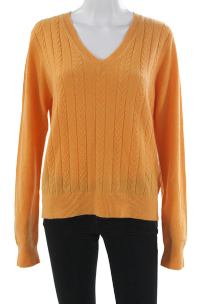 Gant Womens 100% Cashmere V-Neck Pullover Sweater Orange Long Sleeve Size XL