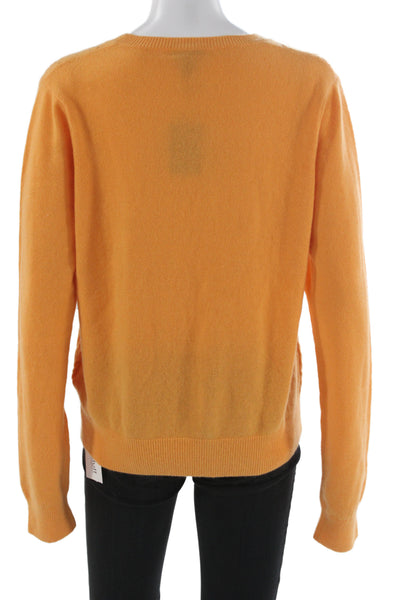 Gant Womens 100% Cashmere V-Neck Pullover Sweater Orange Long Sleeve Size XL