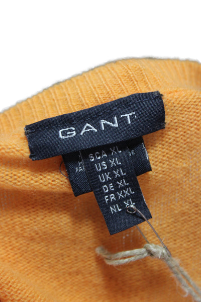 Gant Womens 100% Cashmere V-Neck Pullover Sweater Orange Long Sleeve Size XL
