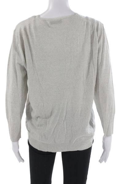 J Crew Unisex V-Neck Pullover Gray Cotton Polyester Sweater Size L