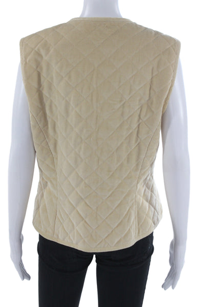 Escada Margaretha Ley Womens Quilted Argyle V Neck Cotton Vest Beige Size 42