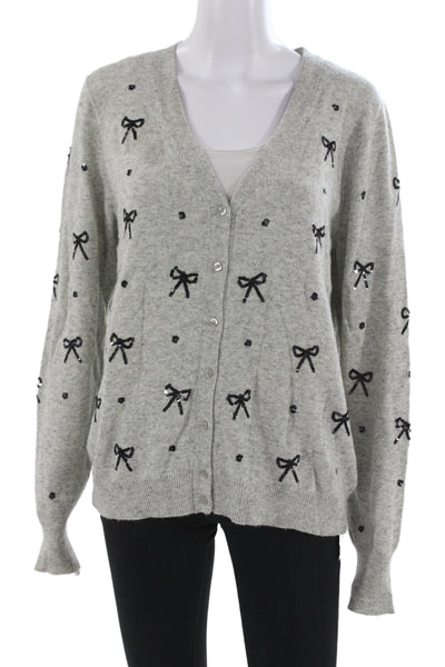 J Crew Unisex Cardigan Gray V-Neck Button Cotton Blend Long Sleeve Size L