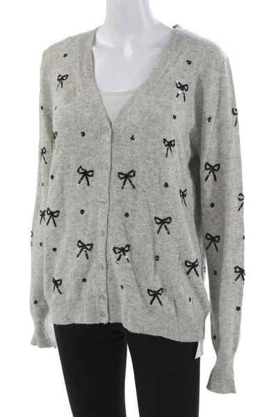 J Crew Unisex Cardigan Gray V-Neck Button Cotton Blend Long Sleeve Size L