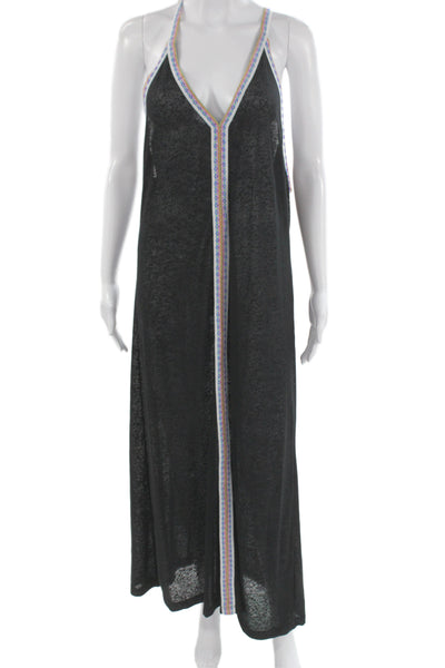 Pitusa Womens Maxi Slip Dress Black V-Neck Sleeveless Size PP